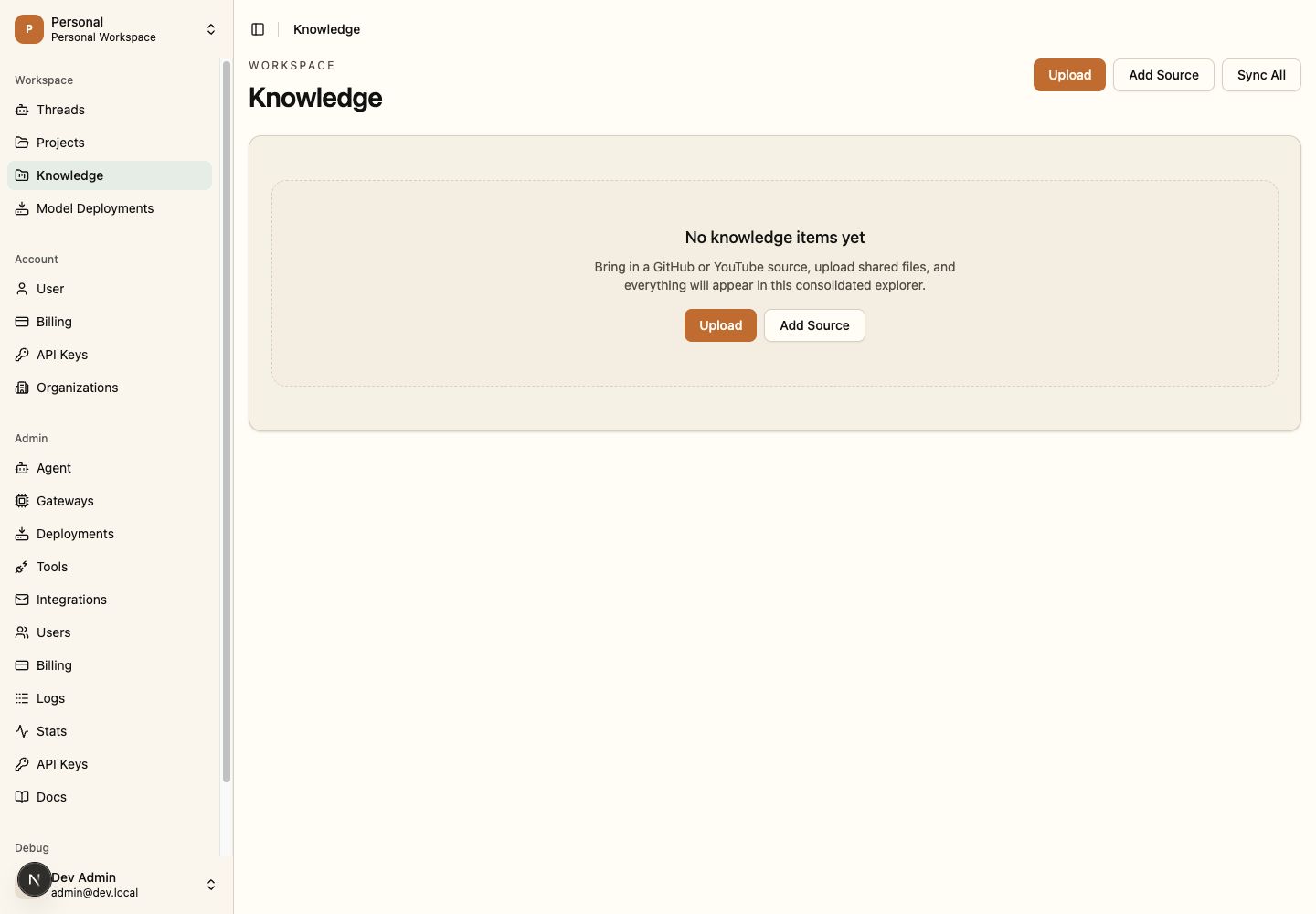 Kestrel One Knowledge library showing organization documents and processing status
